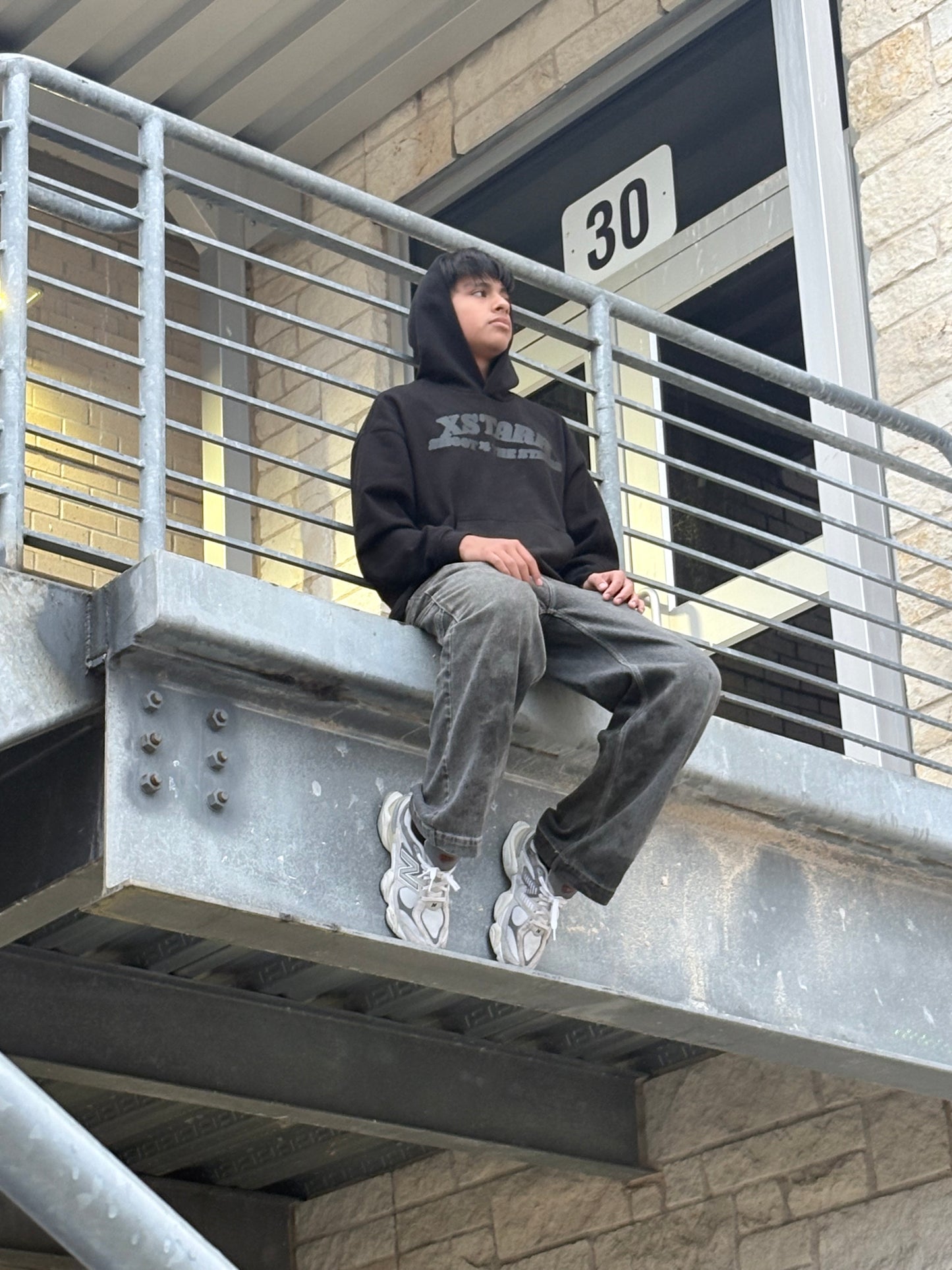 XSTARR black on black hoodie