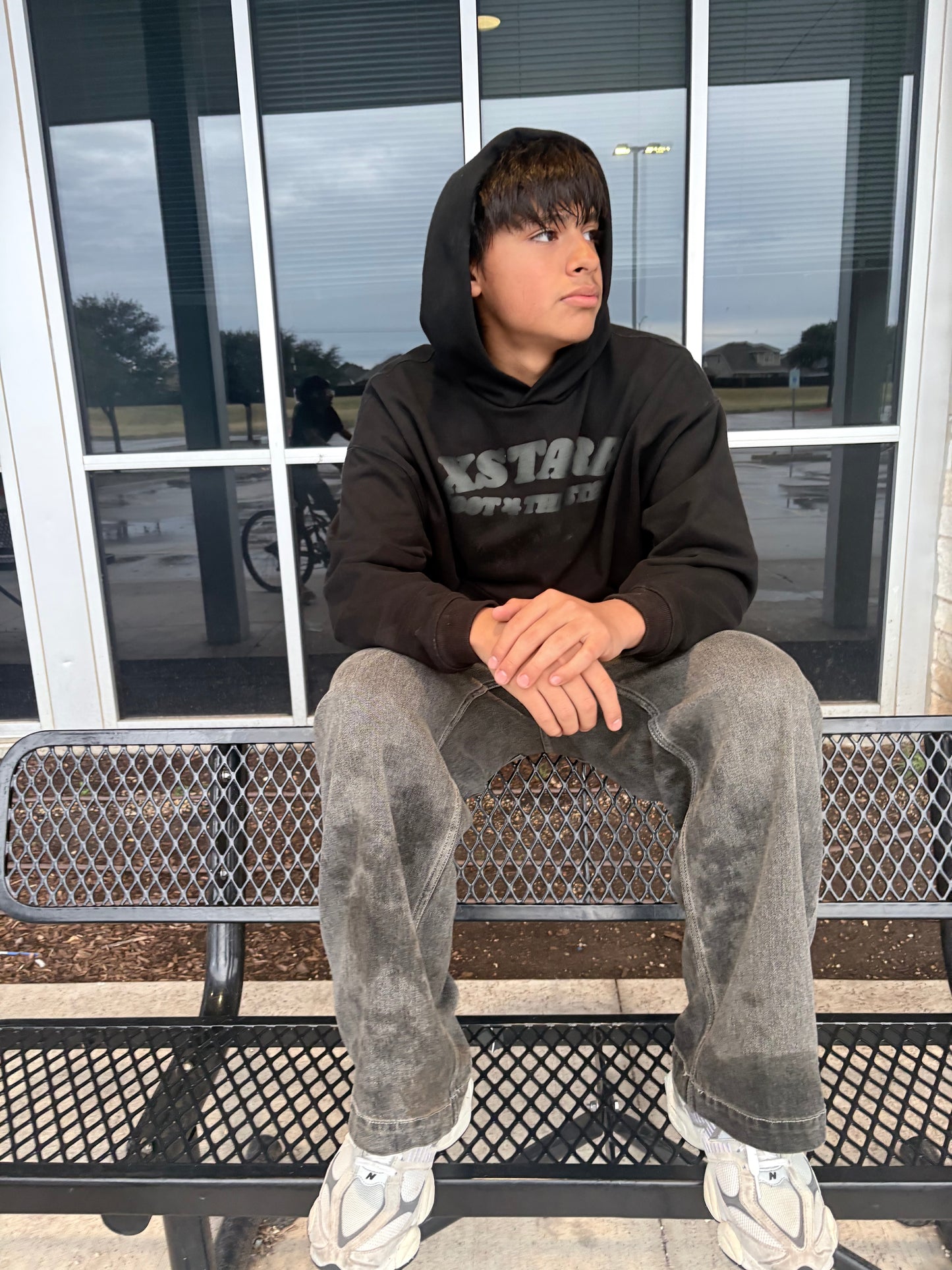 XSTARR black on black hoodie