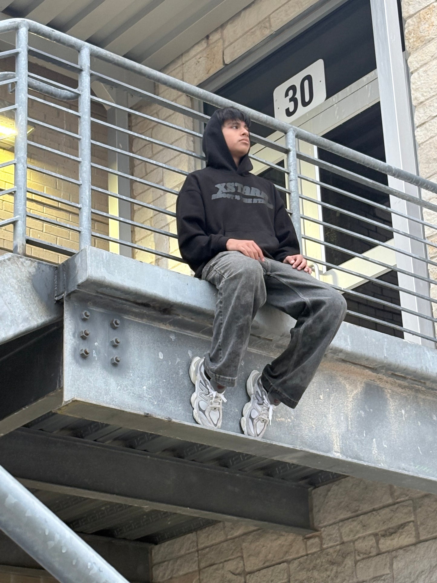 XSTARR black on black hoodie