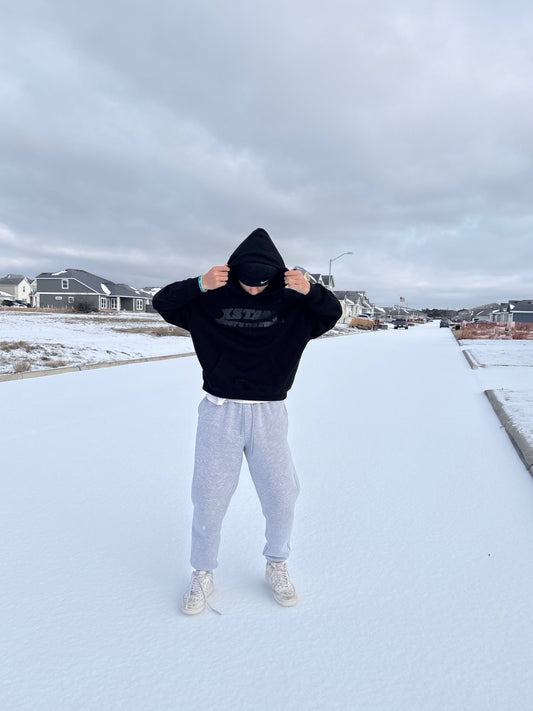 XSTARR black on black hoodie